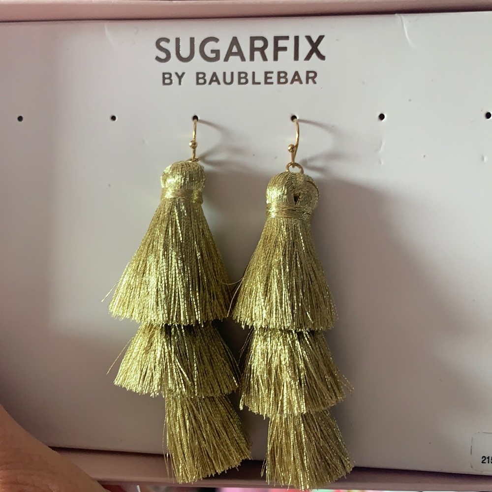 Tiered Gold Fringe Earrings